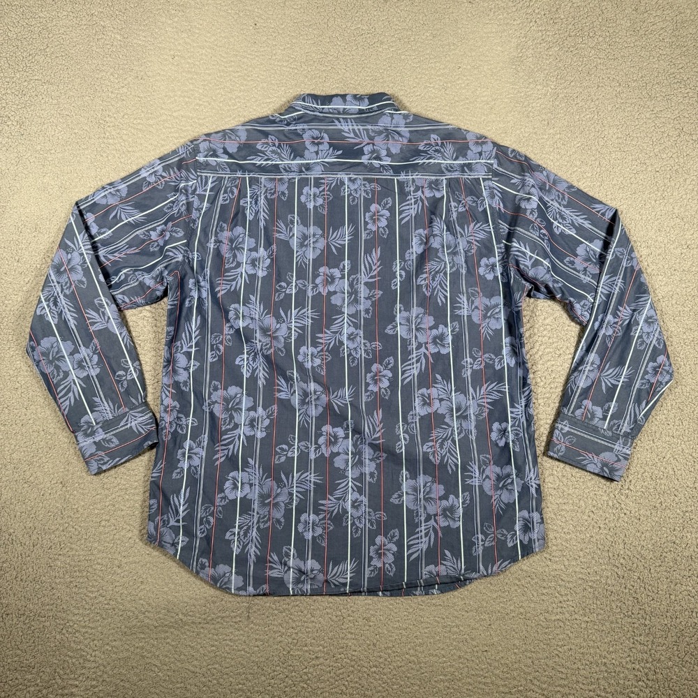 Tommy Bahama Shirt Mens Large Blue Floral‎ Striped Silk Blend Hawaiian Preppy - Picture 12 of 12